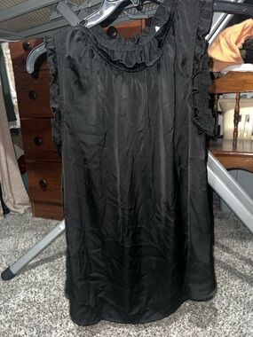 glam Black Ruffle Sleeveless Blouse